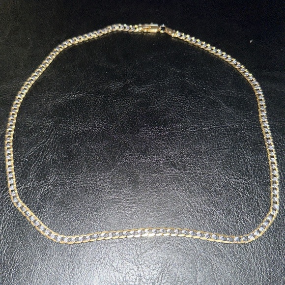 Yellow & White Diamond Cut Gold Cuban Chain - Picture 6 of 6